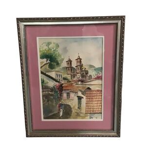 Max Vidal Matted Framed Mid Century Watercolor Fine Art Signed Spanish 13.75”x17